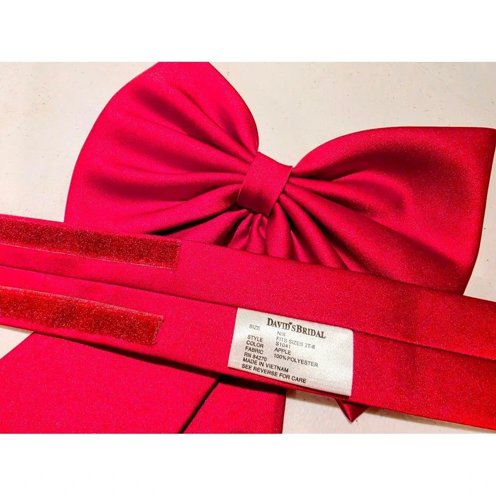 Cherry Red David's Bridal Waist Convertable Bow Accessory
